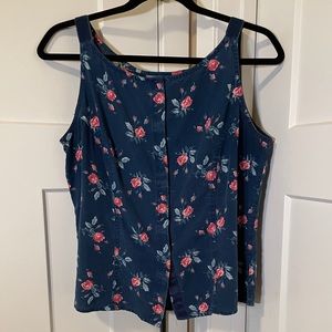 Liz Claiborne Vintage Chambray Floral Tank Size L